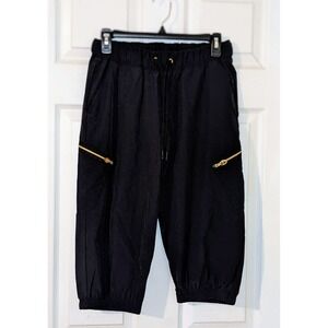 Under Armour Womens Small‎ Elastic Waist Semi Fitted Capri Pants Black Gold